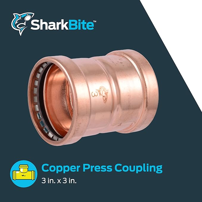 SharkBite 3 Inch Coupling, Copper Press Plumbing Fitting, UPR0179