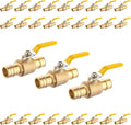 30-Pack Foskan 1" Brass PEX-A Ball Valve with Yellow Handle, Quarter Turn Full Port Valve for PEX-A Pipe Connection
