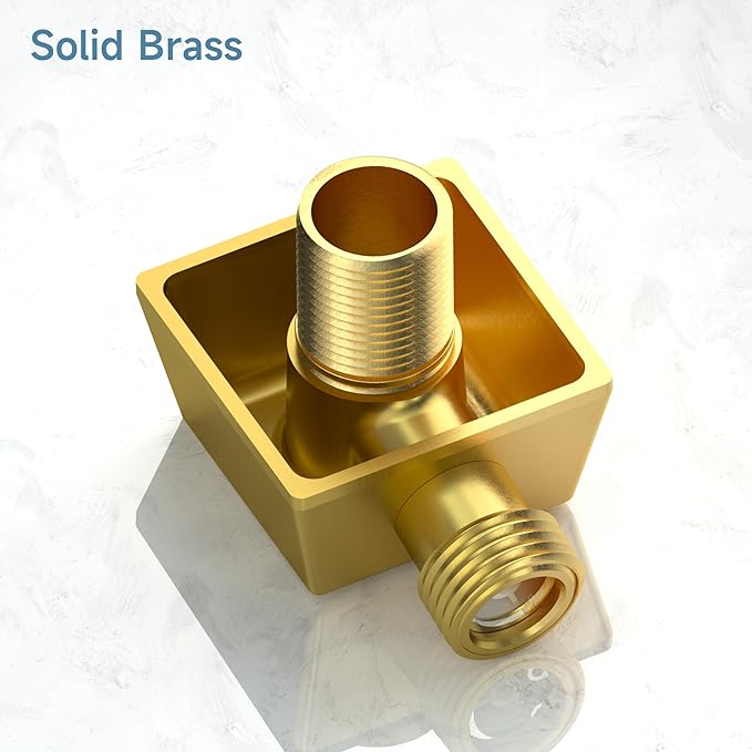 100% Brass Wall Mounted Supply Elbow, Wall Elbow for Hand Shower, Solid Brass Wall Supply Elbow, Check Valve Included (Brushed Gold)