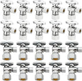 (20 Pack) Lidertik 5/8 inch Compression (for 1/2 inch Normal Pipe) Angle Stop Valve 1/2 inch x 3/8 inch Compression for Water Toilet Bathroom Sink Brass Plated Chrome 1/4 Turn Valve JF-COMP-A(20 PCS)