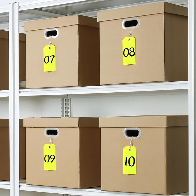 200 Yellow Plastic Hang Tags - 6 1/4 x 3 1/8, Heavy Duty, Write On, Ideal for Equipment, Car Parts, Inventory & Repair