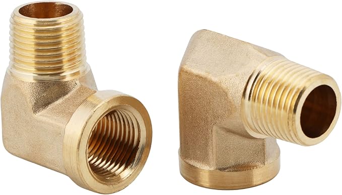 U.S. Solid 2pcs 90 Degree Barstock Street Elbow Brass Pipe Fitting 1/4" NPT Male Pipe to 1/4" NPT Female