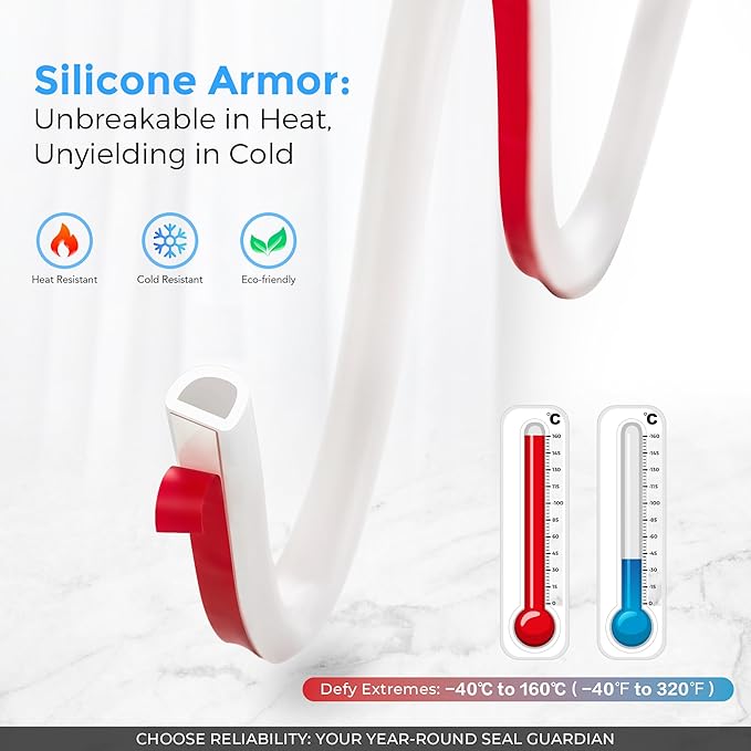 Silicone D-Shaped Weather Stripping Door Seal, 23FT Self Adhesive Door Insulation Strip, Fits Gaps up 5/32 to 5/16", for Door Frame & Window Seal (White, 5/16" W × 1/4" T)