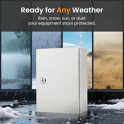 QILIPSU Metal Electrical Box IP65 Waterproof Steel Project Enclosure Lockable Weatherproof Electric Junction Box for Indoor & Outdoor Use 18"x14"x8"