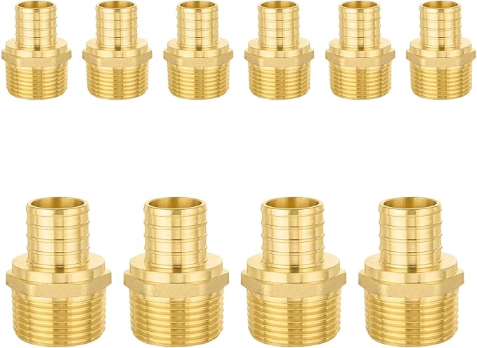 10-Pack PEX Fittings, 3/4" PEX x 1/2" Male Threaded NPT Adapter, ASTM F1807