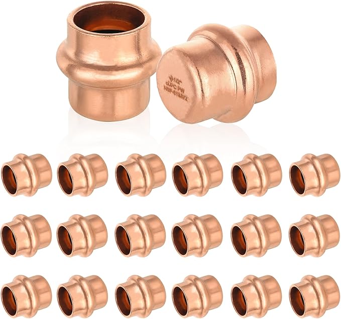 20-Pack HeSun Copper Press End Cap(Plug), 1/2" Pressure Fittings, Press Fit for Copper Tube Connection(PRESS020-20)