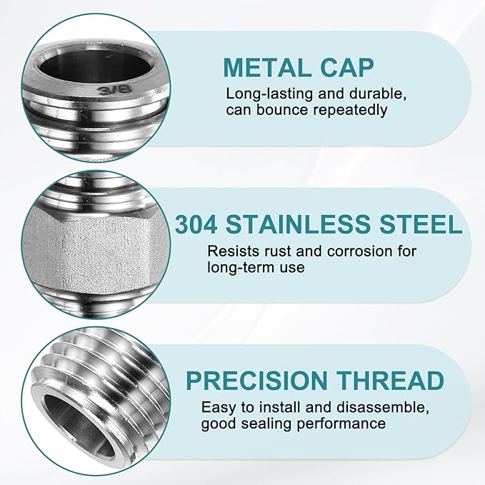 HARFINGTON Push to Connect Fittings 3/8" Tube OD x 1/4" NPT Thread Male Straight Union Fitting 304 Stainless Steel Quick Connect Pneumatic Accessories for Trailers Air Brake System