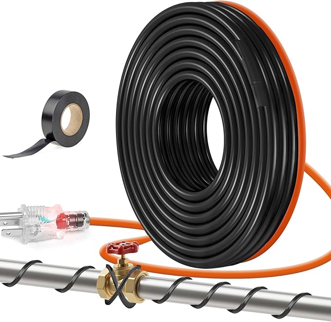 14FT（3FT-200FT） Pipe Heating Cable for Pipe Freeze Protection, Heat Cable for Water Pipes(Metal and Plastic), Pipe Heat Tape Keeps Water Flowing at -40°F 5w/ft, 120V Plumbing fixture