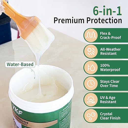 YKF Transparent Waterproof Sealant 12 Oz, Clear Water-Based Invisible Leak Repair Coating for Roofs, Walls, Bathroom, Shower, Kitchen, Indoor & Outdoor Waterproof Agent
