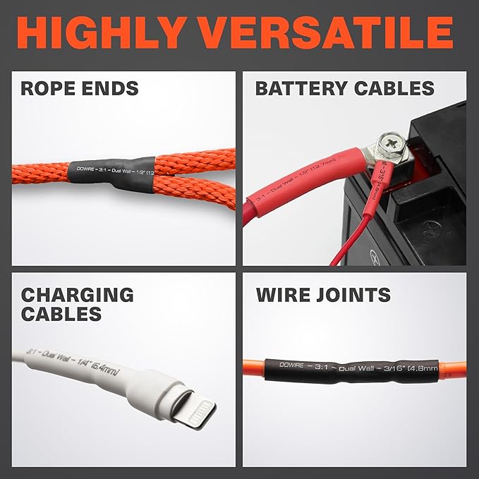 Heat Shrink Tubing Kit - 3:1 Ratio - Adhesive Lined - Wire Shrink Wrap Tubing - Waterproof Marine Grade Shrink Tube - 200 PCS - Black, Red