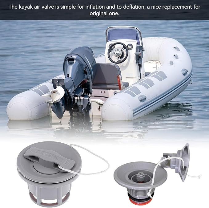 2pcs Inflatable Boat Air Valve Cap Plugs, Inflatable Boat Valve Gasket Air Track Valve for Inflatable Boat, Raft Dinghy, Canoe and Kayak Paddle Board Replacement Parts