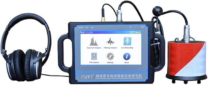 PQWT CL500 Water Leak Detectors for Home and Outside Wall Water Pipe Detector Acoustic Pipeline Leakage Detection Kit Professional Sensor Noise Reduce Headphone LCD Touchscreen Carry Case 5 Meters
