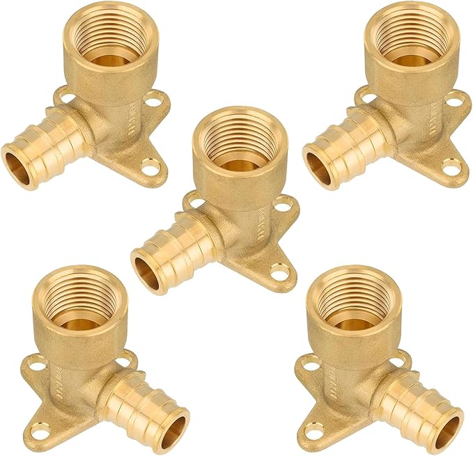 (5-Pack) Seelink PEX-A Expansion Fittings, PEX-A 1/2" x 1/2" Female NPT Drop Ear Elbow, Brass Expansion Pipe Fittings, ASTM F1960