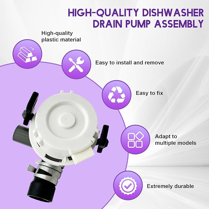 ABQ73503004 Dishwasher Drain Pump Assembly is Compatible with LG Dishwashers, Replaces ABQ73503004 ABQ73503002 Dishwasher Drain Hose Pump