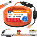 3~100FT Heat Tape for Water Pipes, UL & ETL Certified 80 FT Self-Regulating Pipe Heating Cable with Thermostat for Pipe Freeze Protection, Waterproof Heat Tape for Metal and Plastic Pipes