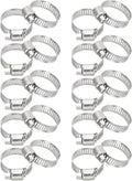 PATIKIL 20 Pcs Adjustable Hose Clamps,5/8"-1" (16mm-25mm) 304 Stainless Steel Worm Gear Drive Duct Pipe Clamp for Plumbing Automotive Mechanical Hose Connections, Silver
