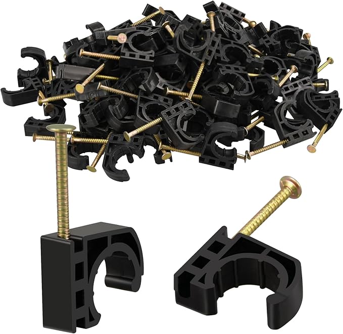 100 Pack 1/2" Half Clamps J-Hook with Nails Set, J Clamps for PEX, Copper, CPVC Tubing Connections