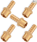 5pcs Brass Hose Barb Fittings 3/8 Inch Barb to 3/8 Inch NPT Male Thread Air Hose Fittings Adapter Connector Water Fuel Air Line Fittings 3/8” Barb × 3/8” NPT Brass Fittings