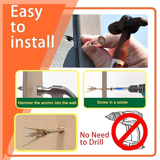 480Pcs Self Drilling Drywall Anchors 4 Sizes Zinc Plated Steel Sheetrock Anchors and 5 Sizes Screws (2025 Upgraded) no Drilling Required Easy Application