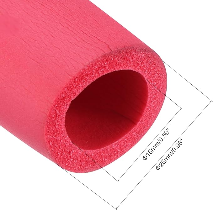 uxcell Foam Tubing for Handle Grip Support, Pipe Insulation, 15mm(9/16") ID 25mm(1") OD 1m Length Red