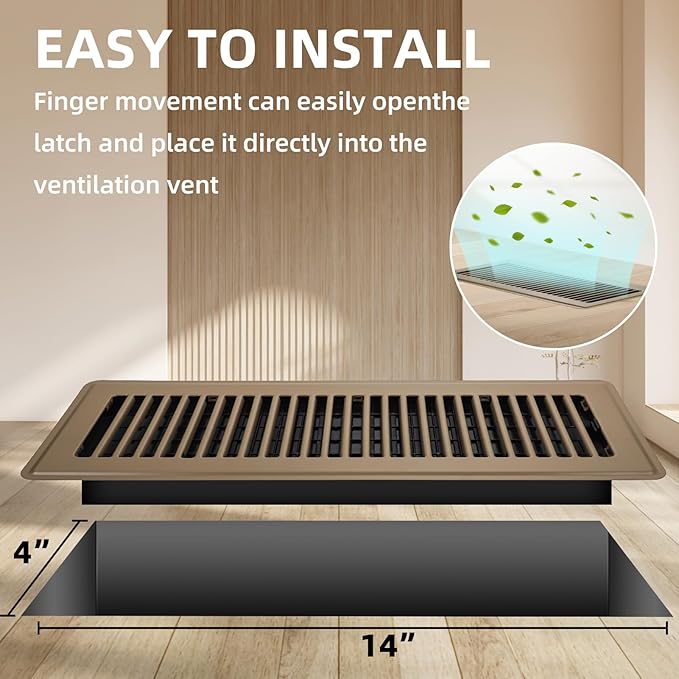 Floor Register 4x14, 4 Pack Floor Vent Covers for Home Floor Heavy Duty Steel Walkable Floor Vents Air Vent Covers for Sidewall and Floor