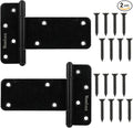 5in T-Strap Shed Door Hinges,2 Pack Heavy Duty Tee Hinge, T-Gate Hinges, Gate Strap Hinges, Black Wrought Hardware for Wooden Fences, Barn Door, Shed Doors (Black, 5 in -2 pcs)