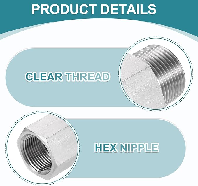 uxcell Pipe Fitting Reducing Adapter, ZG3/4" Male x G3/4" Female 304 Stainless Steel Reducer Connector for Water Oil Air Pressure Gauge, Silver