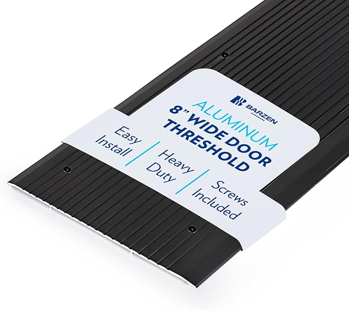 Aluminum Threshold Strip - Exterior Door Threshold for Doorways & Commercial Use - Aluminum Door Sill - ADA Wheelchair Compliance - Black Anodize 8" Wide by 48" Long.
