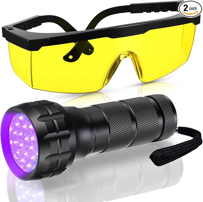 Air Conditioner Leak Detector Tool AC Leak Automotive Kit UV Light Oil Dye Detection with Protective Glasses for Dog/Cat Urine, Dry Stains, Bed Bug, Resin Curing(Conventional)