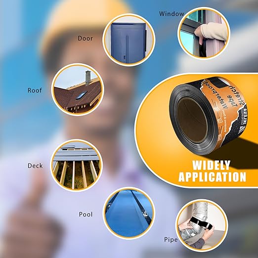 Stretch Tape for Windows & Doors, 3" x 20' Roll UV Resistant Flashing Tape Waterproof, Self-Adhesive Flashing Tape for Windows, Weather Window Tape with Advanced Acrylic Adhesive, Black (2, 3" x 20')