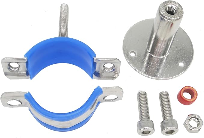 Stainless Steel Adjustable Pipe Clamp Bracket - Wall/Ceiling Mount Support for 1-1/2 Inch Pipe, Heavy-Duty Rustproof Brackets with Screws, Set of 2