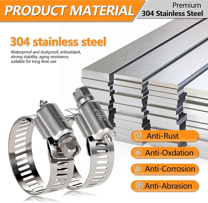20 Pack Worm Gear Hose Clamp, Adjustable from 3/4 Inch to 1-1/4 Inch (18-32mm) Stainless Steel Fuel Line Hose Clamps, Metal Fuel Line Hose Clamps for Automotive Plumbing And Mechanical Application