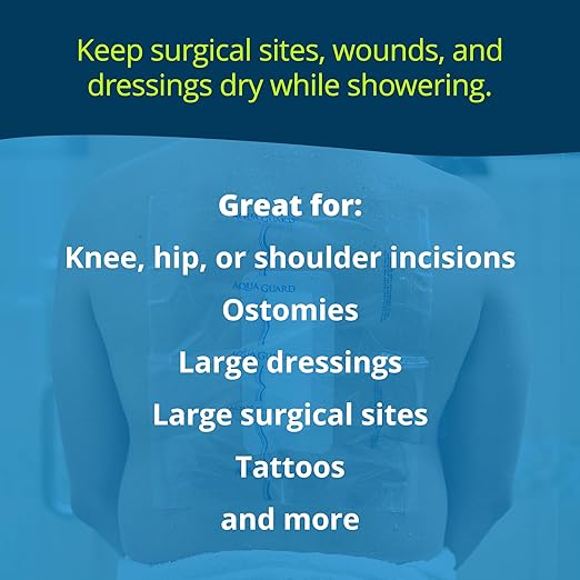 TIDI AquaGuard Sheet – 12” x 14” – Shower Protection Sheet – Self-Adhesive Moisture Barrier – Made Without Latex – Wound Cover for Showering – 98 Sheets per Case – Home Medical Supplies (50012-CSE)