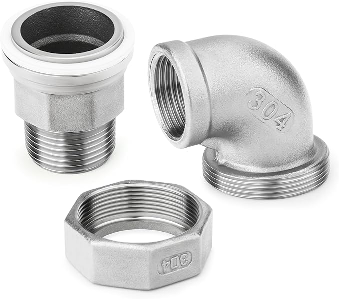 TAISHER 2PCS 304 Stainless Steel 90 Degree Elbow Union，3/8" NPT Female x 3/8" NPT Male Cast Pipe Fitting
