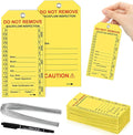 100 PCS Waterproof Backflow Inspection Tags 2.6 x 5.2 Inch Heavy Duty 18 Mil Writable Plastic Tags with Iron Wire & Pen Double-Sided Printing Pre-Punched Holes Maintenance Record for Backflow (Yellow)