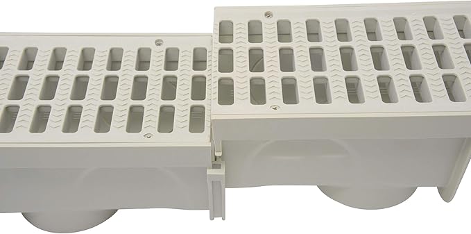 NDS 5” Pro Series Deep Profile Channel Drain Kit With HDPE Plastic Grates and End Caps, Trench & Channel Drainage For Driveway, Patio, Pool Deck, Courtyard, 5.5” x 39.4”, Gray
