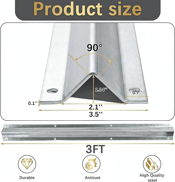 6 FT Heavy Duty Extra Wide V-Track (3FT×2), Compatible with 4" & 6" Large V-Groove Rollers for Smooth Sliding Without Hitting Anchor Bolts Includes Hammer Drive in Anchors for Sliding Gates Driveway