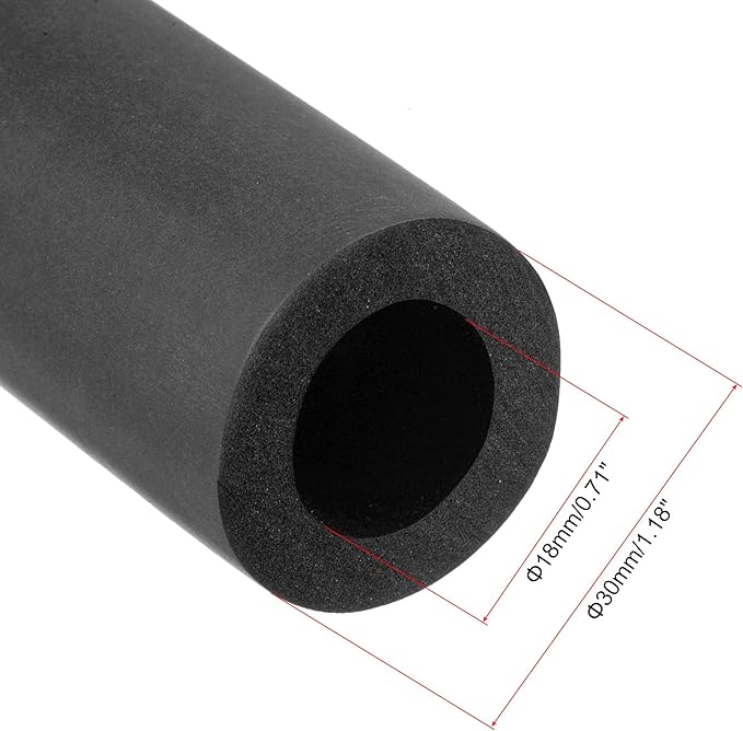 uxcell Foam Tubing for Handle Grip Support, Pipe Insulation, 18mm ID 30mm OD 1m Length Black