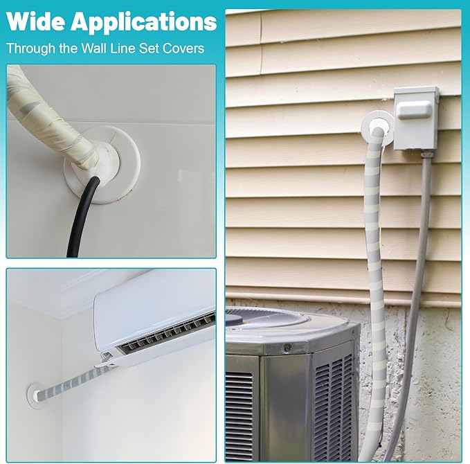 Mini Split Cover Wall Sleeve for AC Line Set, Line Set Covers for Outside Units, Mini Split Line Set Cover for Air Conditioning Systems, AC Sleeve Through The Wall, Pipe Accessories
