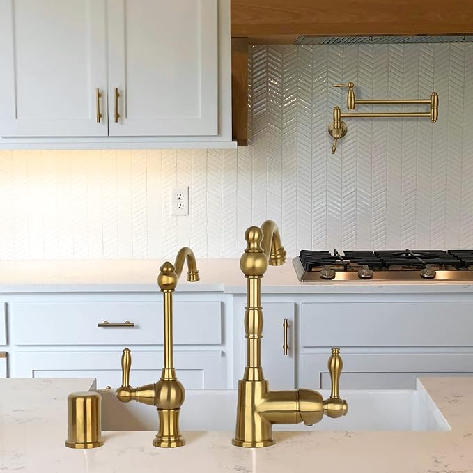 Akicon Brushed Gold Brass Finish Kitchen Dishwasher Air Gap Cap, brass Air Gap Cover