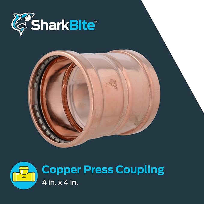 SharkBite 4 Inch Coupling, Copper Press Plumbing Fitting, UPR0105