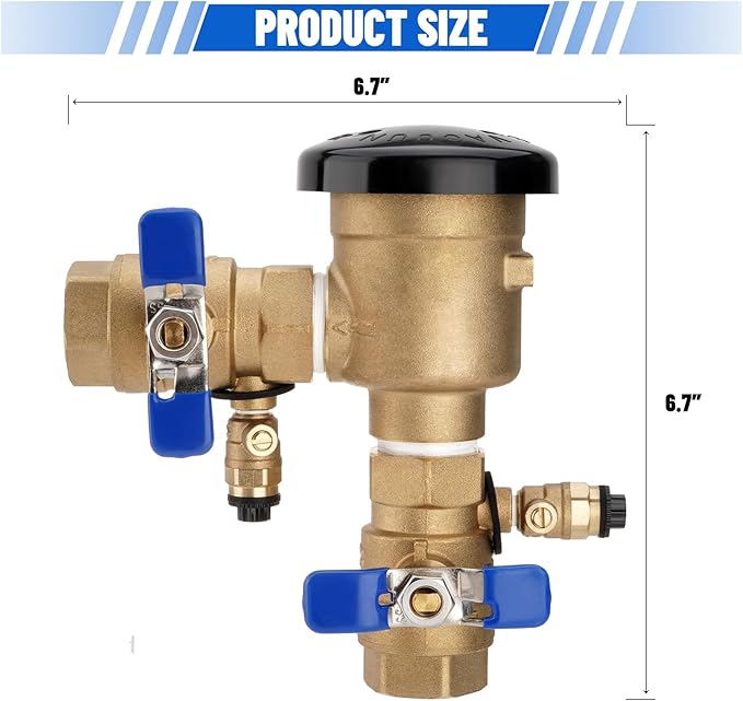 SPARKWHIZ 3/4" 720A Pressure Vacuum Breaker Assembly, Brass Backflow Preventer Valve, for Lawn Irrigation, Garden Watering, Commercial Water Supply Systems, and Industrial Water Systems, Max 400 PSI