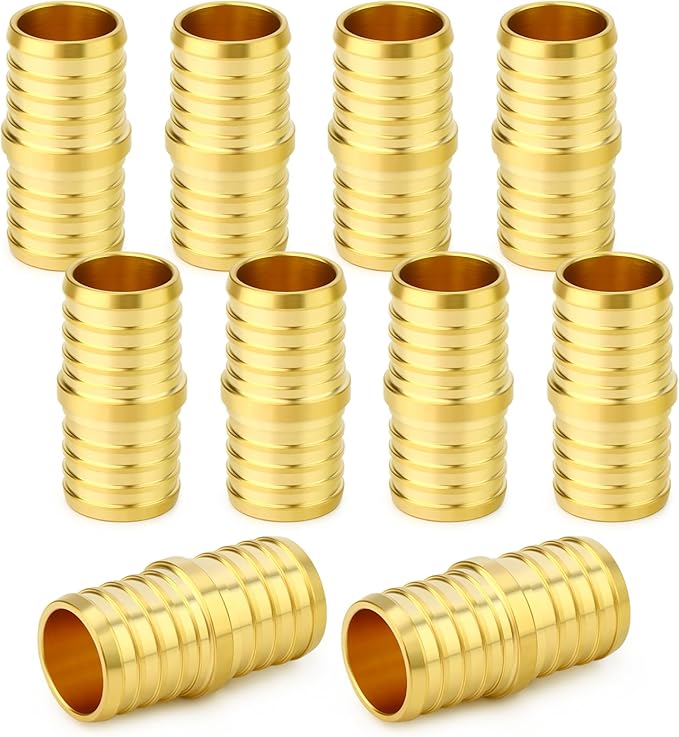 GASHER 10Pcs No Lead Brass 1" Pex Coupling, 1 Inch Pex Fittings for Pex Tubing