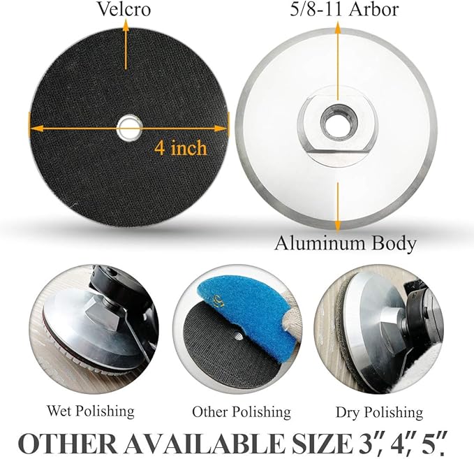 DT-DIATOOL Aluminum Backer of Polishing Pad 3 Inch - Hook Loop Backing Pad with Arbor 5/8" 11 for 3 Inch Wet or Dry Polishing Pads