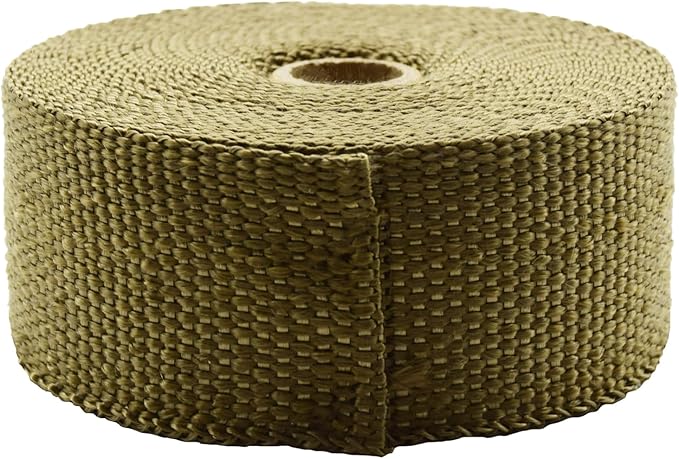 DOBTIM Fireproof Pipe Wrap Insulation 2" Wide X 32' Long, Fiberglass Heat Shield Tape Pipe Webbing for Stove Flue Protector with 2 Clamps,Titanium