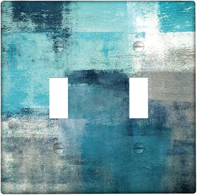 Turquoise Grey 2 Gang Wall Switch Plate Teal Decortive Light Switch Cover Wall Plate Cover for Bedroom Kitchen Home Decor