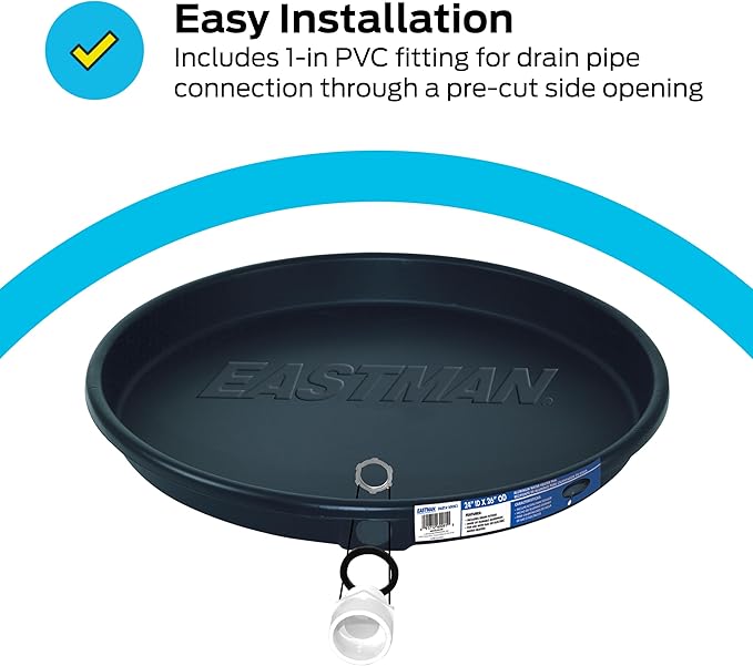 Eastman Water Heater Drain Pan with PVC Fittings, 24 Inch ID x 26 Inch OD Compression, 60082