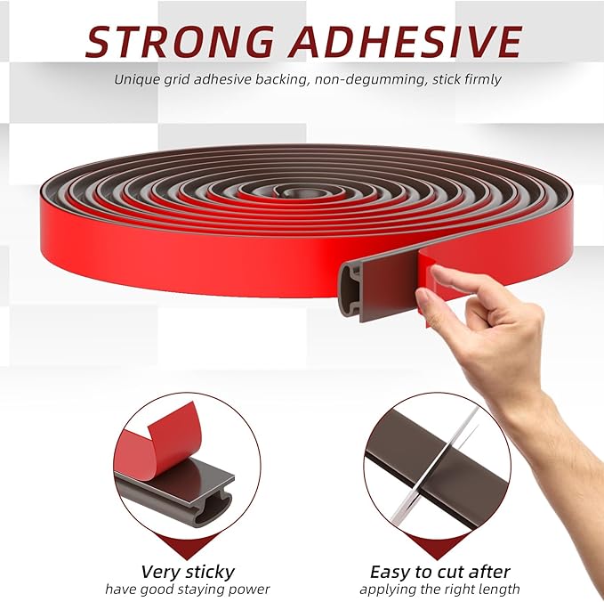 Weather Stripping Door Seal Strip, D Shape Rubber Door Weather Stripping,Self Adhesive Doors Seal Strip for Window Frame Weatherstripping Soundproofing Insulation (Brown, 50FT)