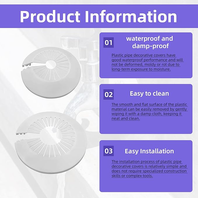16Pcs Plumbing Cover Plates, Plastic Escutcheon Plate Flange Pipe Covers, Water Drain Line Cover for Water Tube Wall Decoration (（14-29mm, 14-45mm, 30-55mm, 50-78mm)