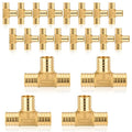 20-Pack HeSun PEX Fittings, 1"x1"x1" Pex Tee, Brass Crimp Fitting for ASTM F1807(PEX1807074-20)